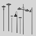 Various Outdoor Pole Lights With Different Designs For Exterior Illumination 3d model