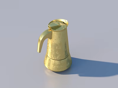 Golden Textured Coffee Pot As Stylish Household Essential With Sleek Handle And Classic Shape 3d model
