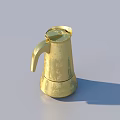 Golden Textured Coffee Pot As Stylish Household Essential With Sleek Handle And Classic Shape