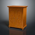Wooden Entryway Side Cabinet With Carved Double Doors And Storage Design