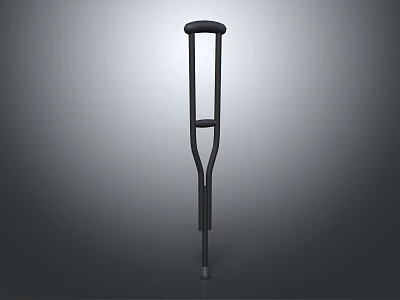 Black Medical Crutch With Ergonomic Handle And Stable Base Design 3d model