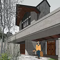 Chinese-style double-slope villa 3d model