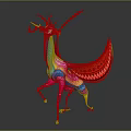 Colorful Artistic Mythical Animal Featuring Decorative Antlers Vibrant Wings And Intricate Patterns
