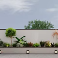 Outdoor Garden Landscape Design With Pavilion Wooden Deck Lounge Sofa And Parasol Plants