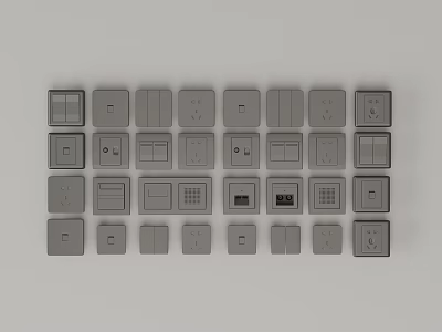 Various Gray Squares With Different Shapes Sizes And Symbols Arranged On Gray Background 3d model