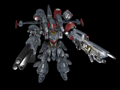 Futuristic Sci-Fi Mech Warrior With Multiple Mechanical Arms And Heavy Artillery 3d model