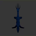 Blue Dragon Like Creature Game Movie Character With Glowing Eyes Scaled Body And Blue Aura
