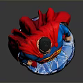 Superman Statue With Blue Costume Red Cape Yellow Belt And Lightning Base