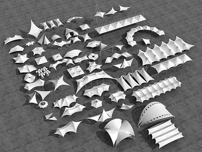 Various Tensile Membrane Structures With Different Architectural Designs And Shapes For Modern Architecture 3d model