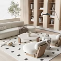Quiet sofa tea table combination 3d model