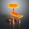 Fresh Orange Mushrooms of Various Sizes Stacked Together Against Dark Background