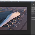 Aerial Planning Of Modern Airport Terminal With Planes On Tarmac And Runway