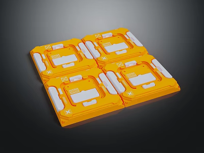 Orange Industrial Equipment Trays With Square Compartments And White Components 3d model