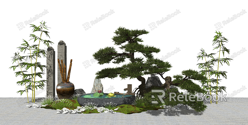 New Chinese style landscape sketch landscape sketch courtyard landscape model