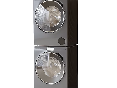 Stacked Washing Machines with Front Load Doors Modern Efficient Home Laundry 3d model