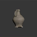 Handcrafted Ceramic Vase With Handle And Cream Yellow Textured Design