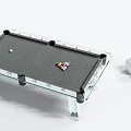 Glass Billiard Table With Transparent Legs Cue Ball Colored Balls Cue Sticks And Dice