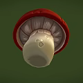 3D Mushroom With Red Cap White Stem And Spots On Green Background 3d model