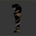 Horned Minotaur 3D Model With Black Skin Brown Loincloth Armored Boots And Spear