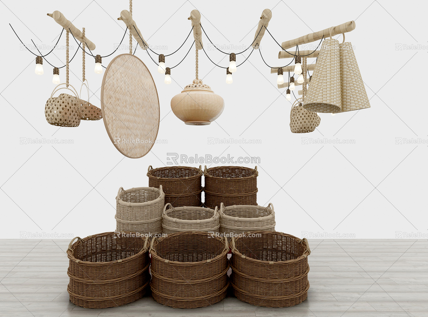 Modern storage basket ornaments model