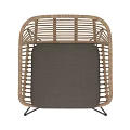 Stylish Rattan Leisure Chair With Gray Cushion And Black Metal Legs Design