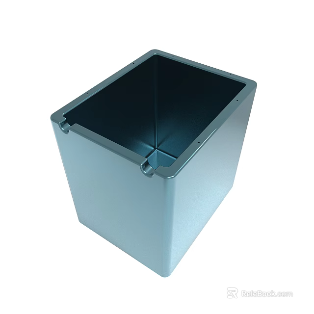 Shiny Square Metal Container With Smooth Surface And Open Top Design 3d model