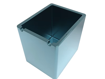 Shiny Square Metal Container With Smooth Surface And Open Top Design 3d model