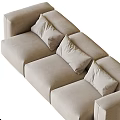 Light Colored Three seater Sofa with Modern Minimalist Cushions Design 3d model