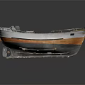 Vintage Boat Model With White Brown Exterior And Detailed Interior Structure