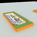 Parking Lot Layout Design Featuring Green Landscaping Orange Border White Lines And Blue Markers