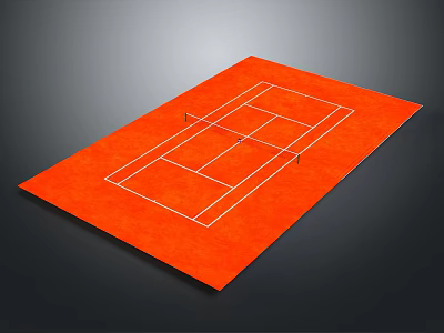 Orange Sports Fitness Mat With White Tennis Court Lines For Home Exercise Workouts 3d model