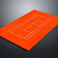 Orange Sports Fitness Mat With White Tennis Court Lines For Home Exercise Workouts