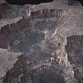 Vast Natural Rocky Landscape With Crater-like Depressions And Eroded Geological Formations