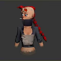 3D Character With Red Hair Long Braid Goggles Red Hat Blue Jacket And White Top