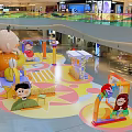 Colorful Indoor Children's Playground in Shopping Mall With Cartoon Characters And Vinci House