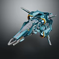 Futuristic Winged Sci-Fi Spaceship 3D Model With Blue Gray Design And Mechanical Details