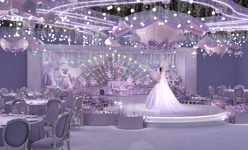 Modern Wedding Scene Wedding Ballroom 3d model