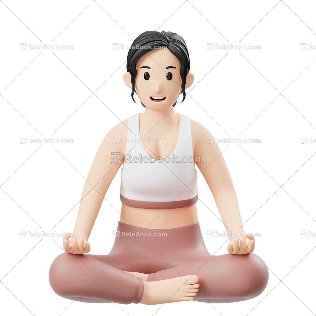 Modern Yoga Do Yoga Cartoon Woman Anime Woman 3d model