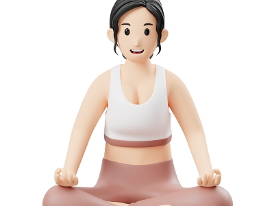 Modern Yoga Do Yoga Cartoon Woman Anime Woman 3d model