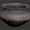 Ancient Brown Pottery Vessel With Cracked Surface And Textured Design 3d model