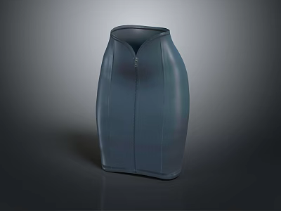 Dark Blue Fitted Women's Skirt With Front Zipper And Smooth Fabric Design 3d model