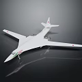 White Airplane Model With Red Tail Details On Dark Reflective Background 3d model