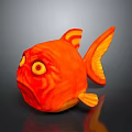Vibrant Orange Aquatic Fish Toy Figure With Big Eyes Fins And Tail