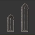 Gothic Architectural Windows Small And Large With Arched Design Stone Material Carved Details