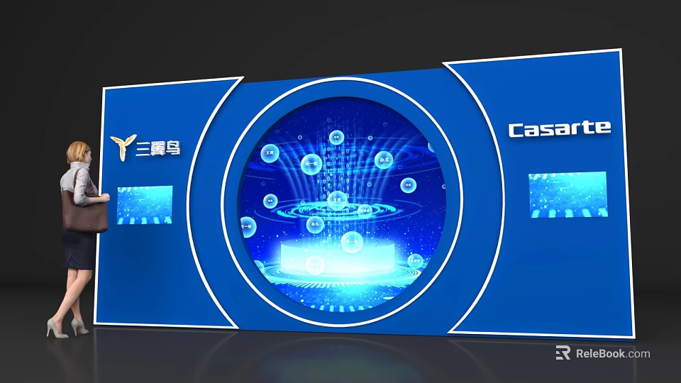 Smart Check-in at SanYiNiao Casart With Blue Digital Tech Interface 3d model
