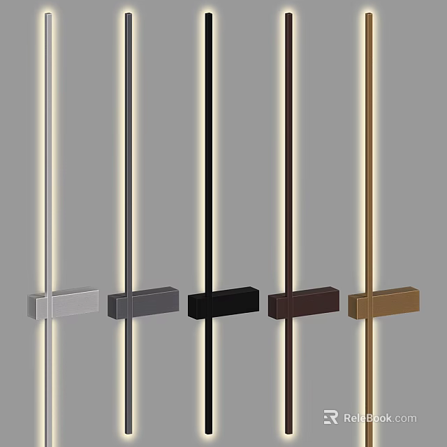 Modern Minimalist Wall Lamps In Multiple Colors Slim Strip Design With Built In Light Source 3d model 