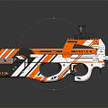 Phantom Assault Rifle With Orange White Stripe Design And Tactical Scope 3d model
