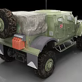 Green Military Off Road Vehicle With Front Bumper And Large Tires
