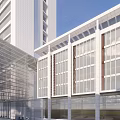 Detailed 3D Model of Modern Hospital Building With Surrounding Roads and Greenery