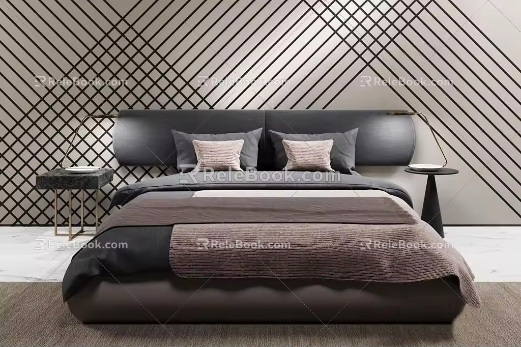 Modern Baxter Background Double Bed 3d model
